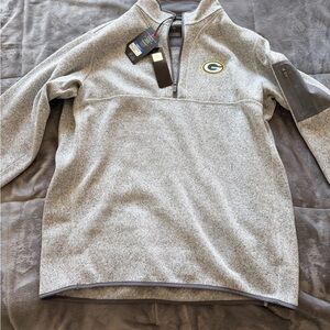 Green Bay Men's Gray Quarter-Zip Sweater